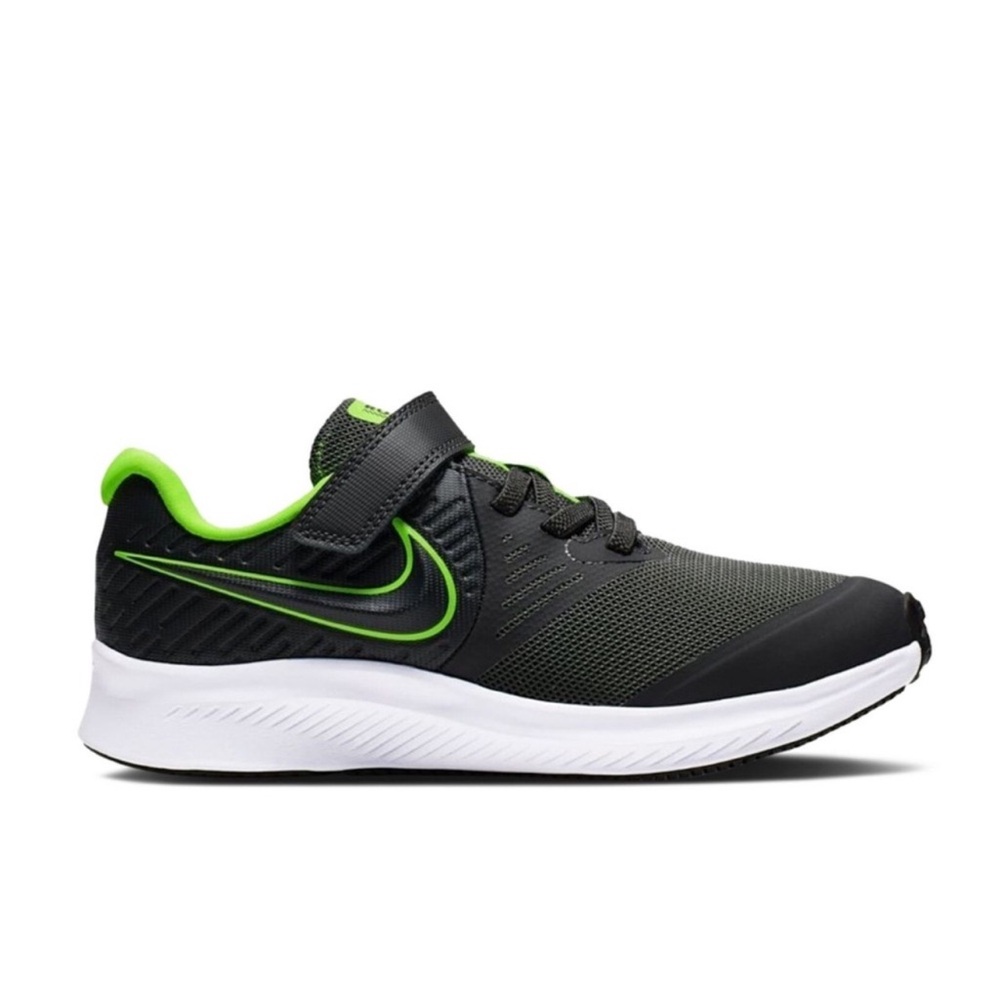 NIKE Star Runner 2 PS Anthracite Electric Green and Dark Gray Velcro Sneakers